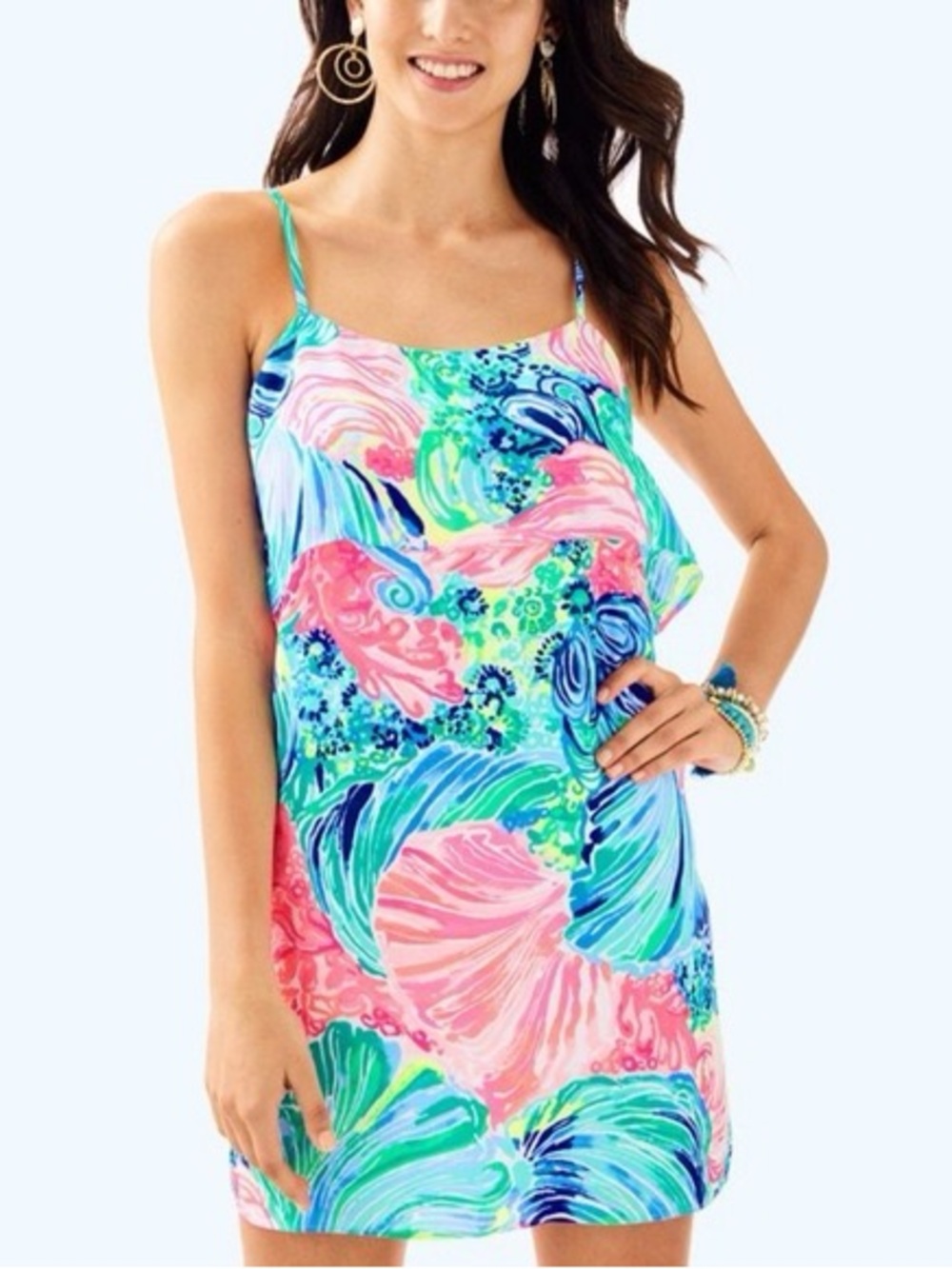 Lilly Pulitzer Pink Aqua Multicolor Tropical Shift Dress